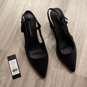French Connection Black Pointed Slingback Heels